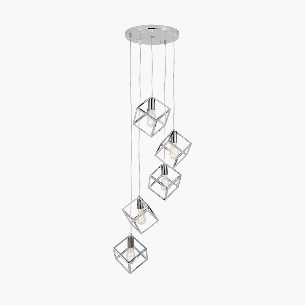 Alessio Shiny Nickel Metal Five Cube Pendant.