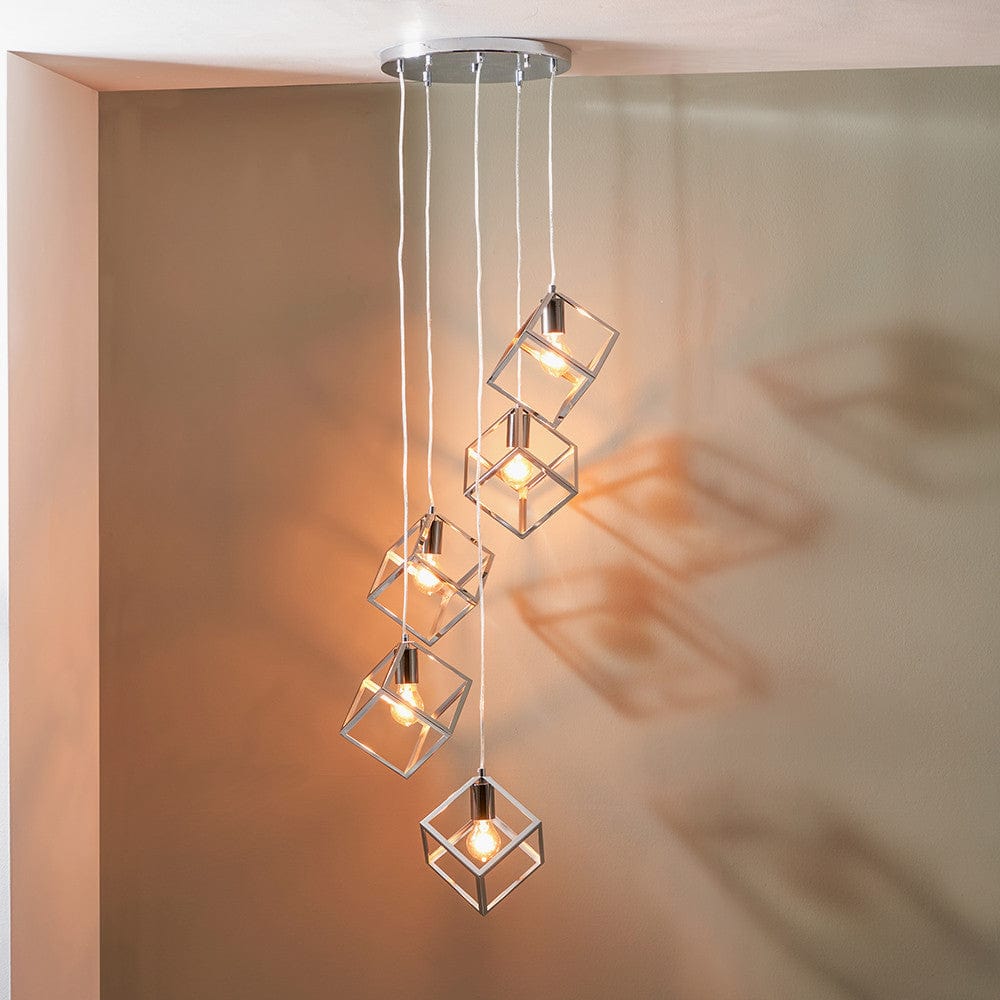 Alessio Shiny Nickel Metal Five Cube Pendant.