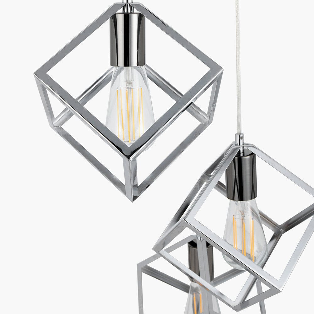 Alessio Shiny Nickel Metal Five Cube Pendant.