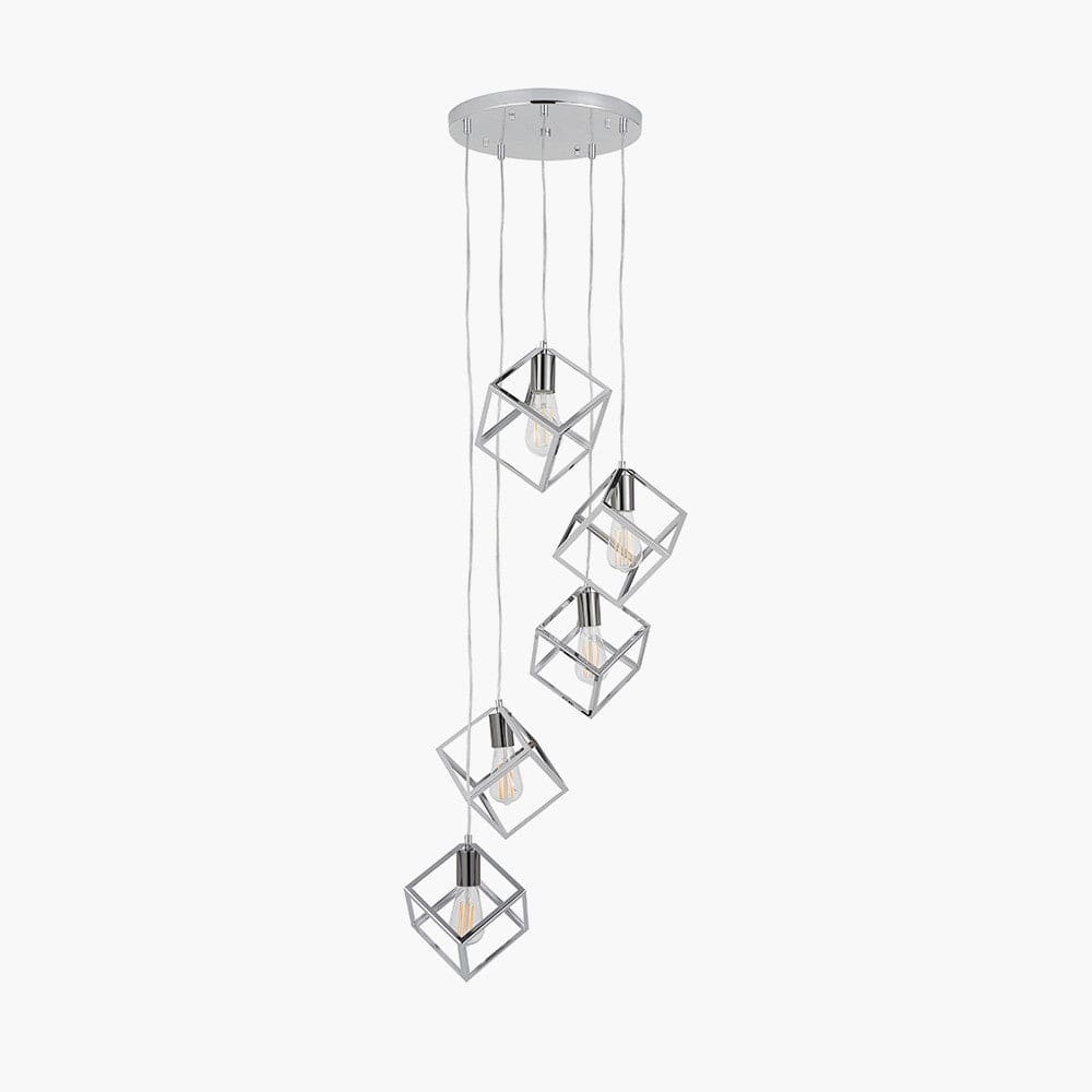 Alessio Shiny Nickel Metal Five Cube Pendant.