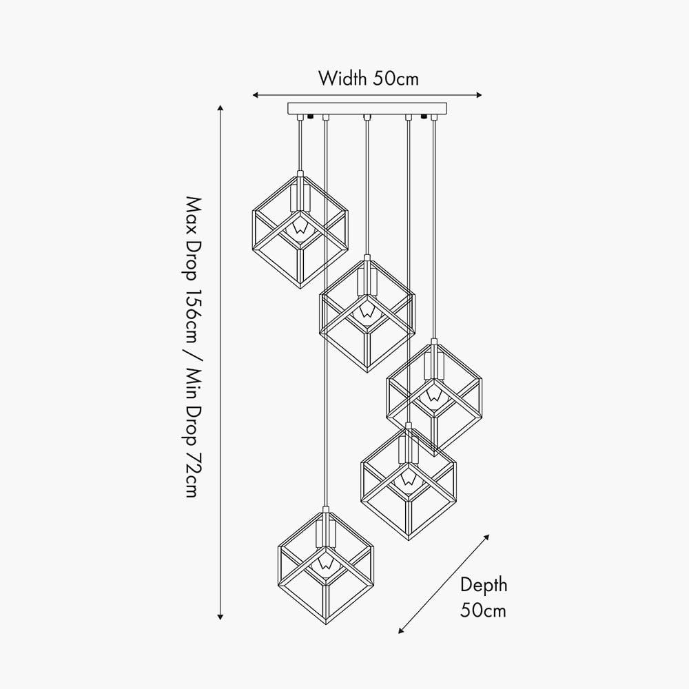 Alessio Shiny Nickel Metal Five Cube Pendant.