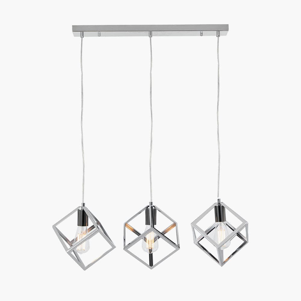 Alessio Shiny Nickel Metal Three Cube Pendant.
