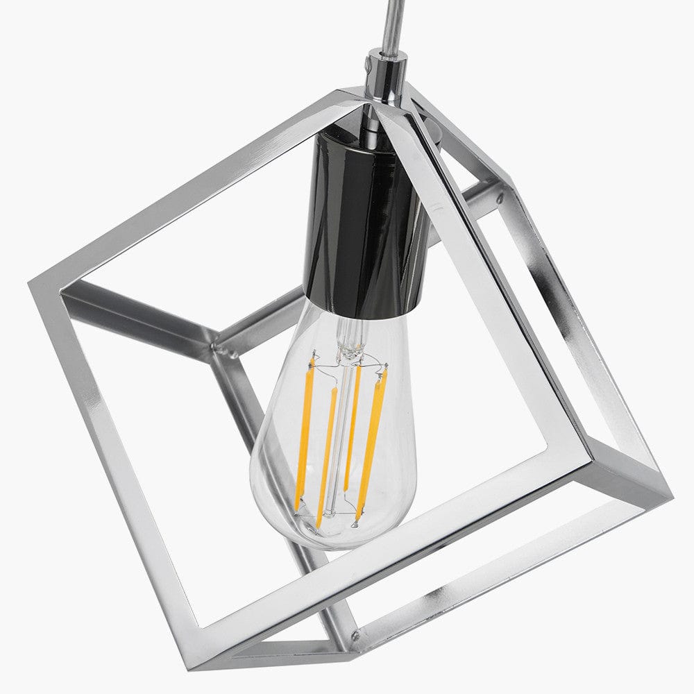 Alessio Shiny Nickel Metal Three Cube Pendant.