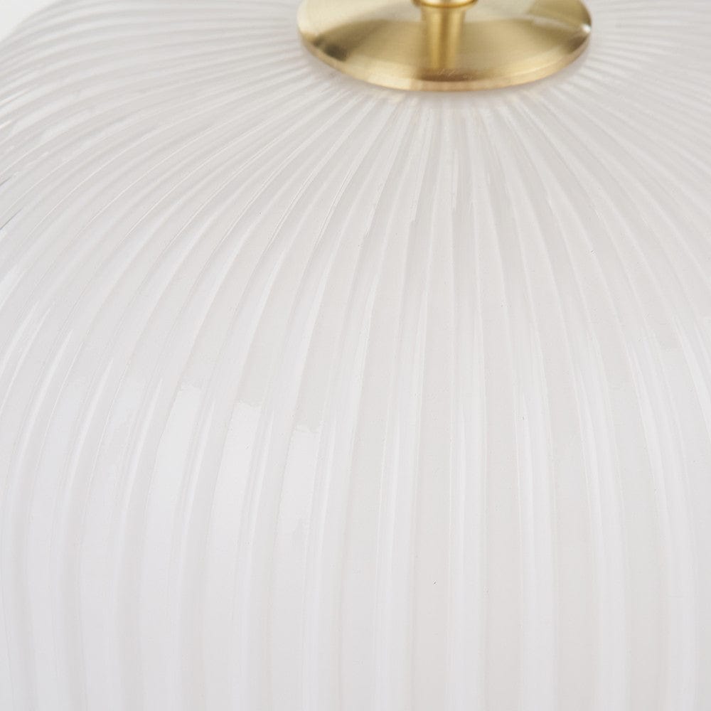 Alexa White Ribbed Glass & Gold Metal Multi Drop Pendant.