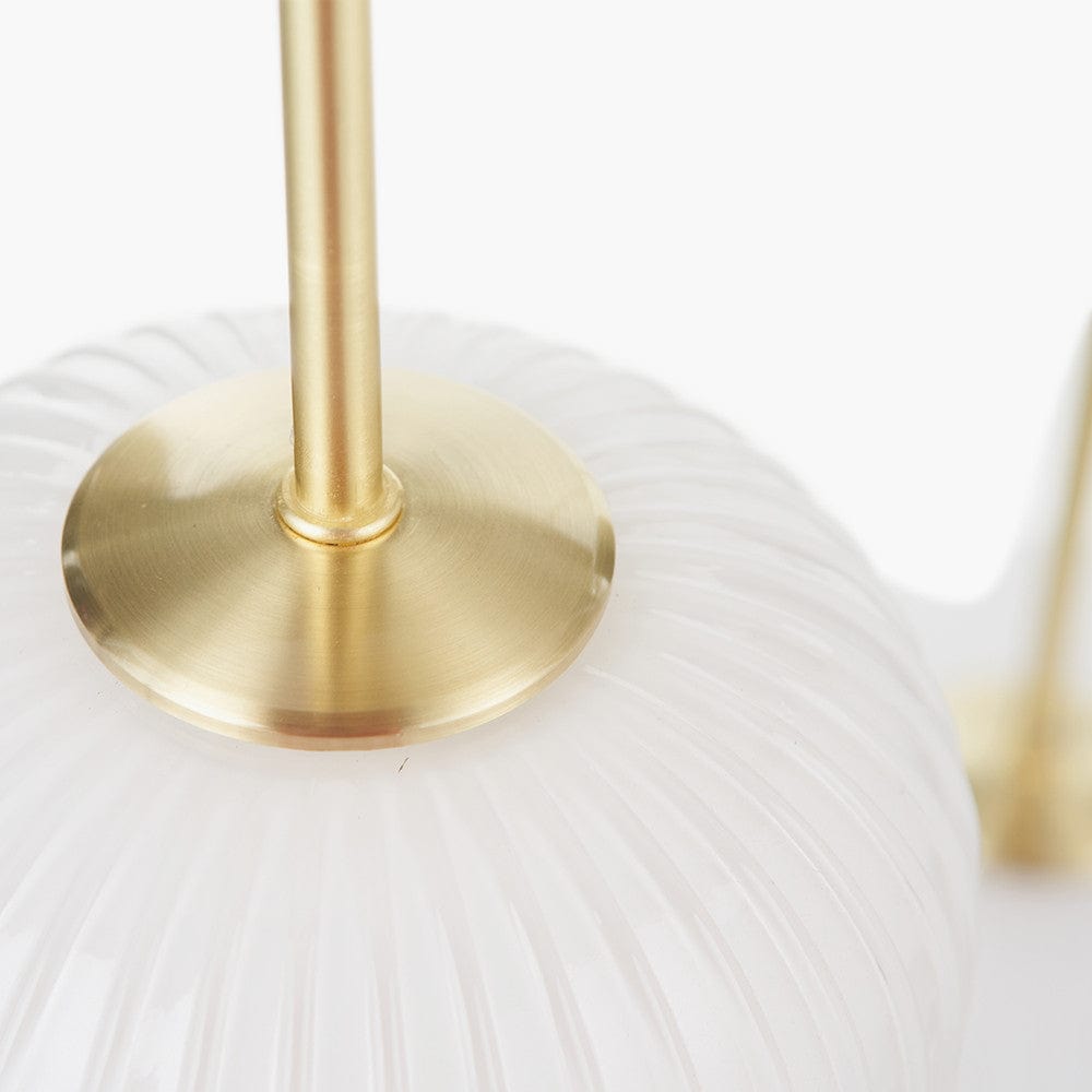 Alexa White Ribbed Glass & Gold Metal Multi Drop Pendant.