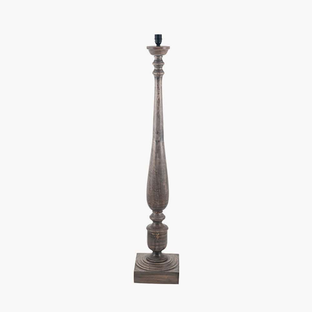 Alia Grey Wash Turned Mango Wood Floor Lamp - Base Only.