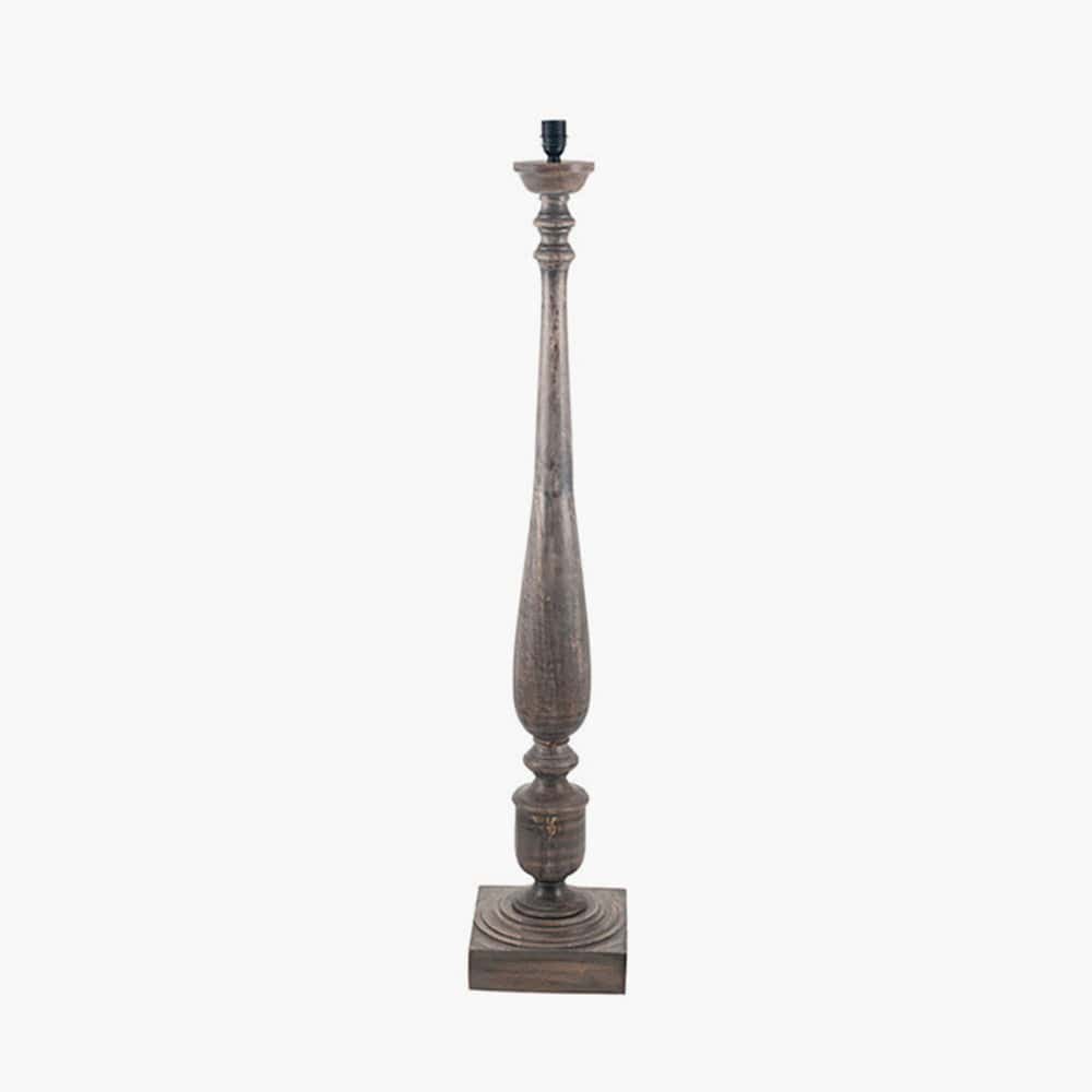 Pacific Lifestyle Lighting Alia Grey Wash Turned Mango Wood Floor Lamp - Base Only House of Isabella UK