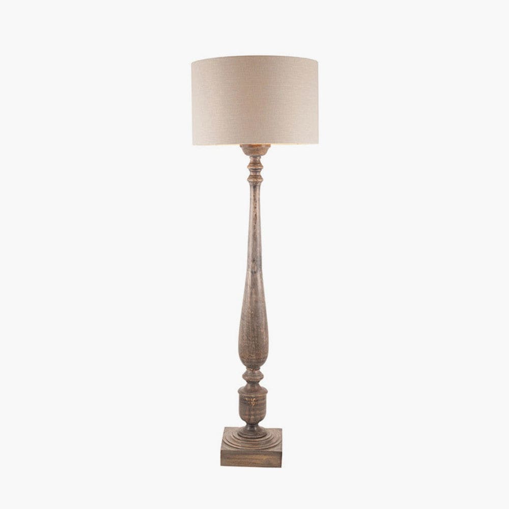 Alia Grey Wash Turned Mango Wood Floor Lamp - Base Only.