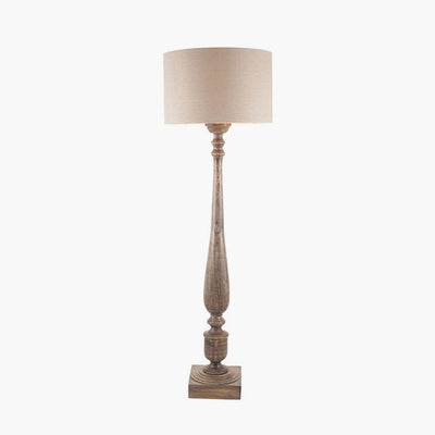 Pacific Lifestyle Lighting Alia Grey Wash Turned Mango Wood Floor Lamp - Base Only House of Isabella UK