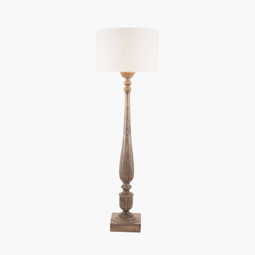 Pacific Lifestyle Lighting Alia Grey Wash Turned Mango Wood Floor Lamp - Base Only House of Isabella UK