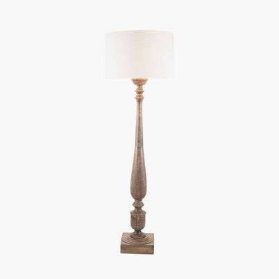 Pacific Lifestyle Lighting Alia Grey Wash Turned Mango Wood Floor Lamp - Base Only House of Isabella UK