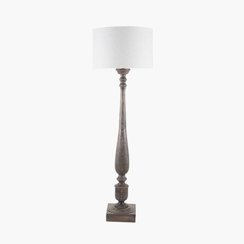 Alia Grey Wash Turned Mango Wood Floor Lamp - Base Only.