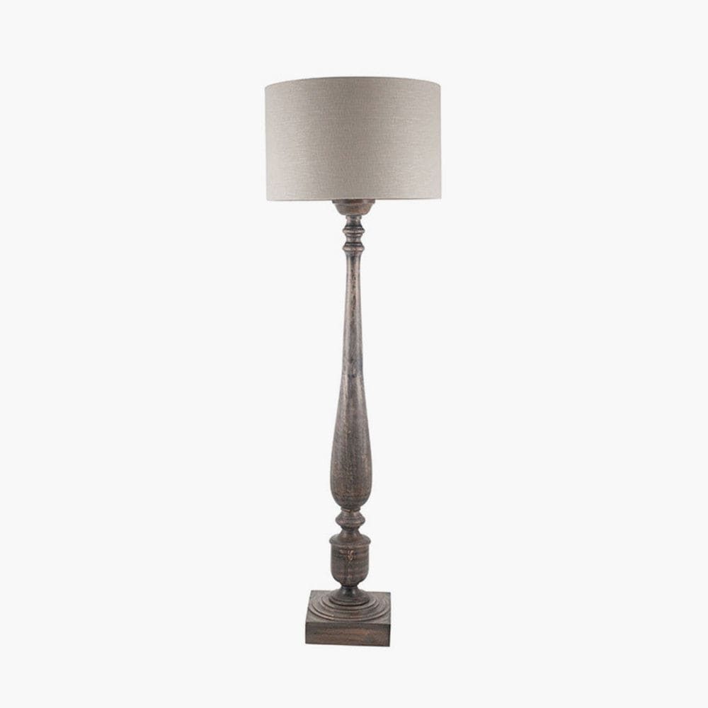 Alia Grey Wash Turned Mango Wood Floor Lamp - Base Only.