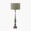 Pacific Lifestyle Lighting Alia Grey Wash Turned Mango Wood Floor Lamp Base with Edward 45cm Pistachio Green Linen Cylinder Lampshade House of Isabella UK
