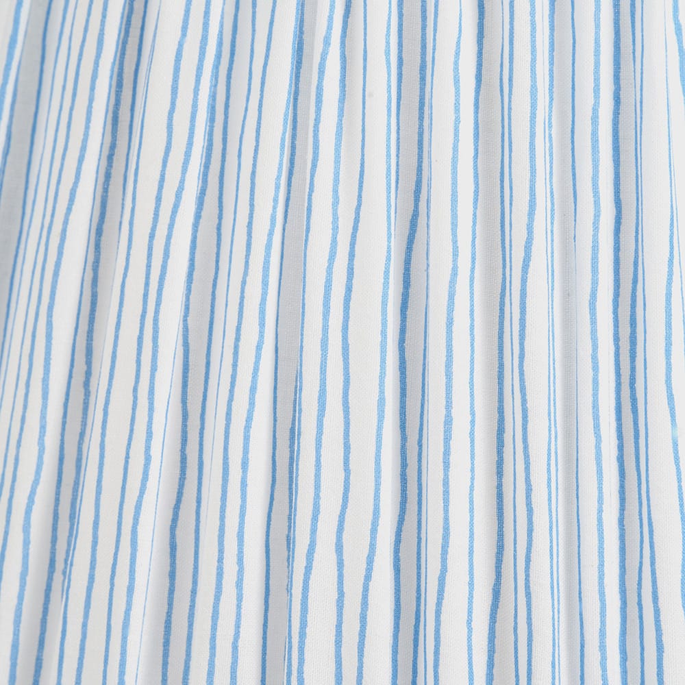 Pacific Lifestyle Lighting Alia Grey Wash Turned Mango Wood Floor Lamp Base with Thiago 45cm Ocean Blue Stripe Mushroom Pleat Tapered Lampshade House of Isabella UK