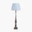 Pacific Lifestyle Lighting Alia Grey Wash Turned Mango Wood Floor Lamp Base with Thiago 45cm Ocean Blue Stripe Mushroom Pleat Tapered Lampshade House of Isabella UK