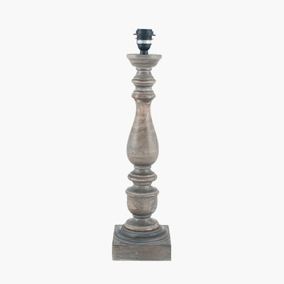 Pacific Lifestyle Lighting Alia Grey Wash Turned Mango Wood Table Lamp - Base Only House of Isabella UK