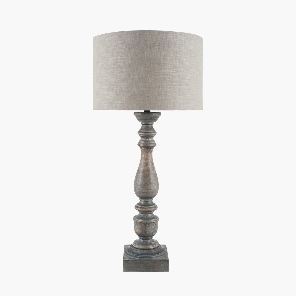 Alia Grey Wash Turned Mango Wood Table Lamp - Base Only.