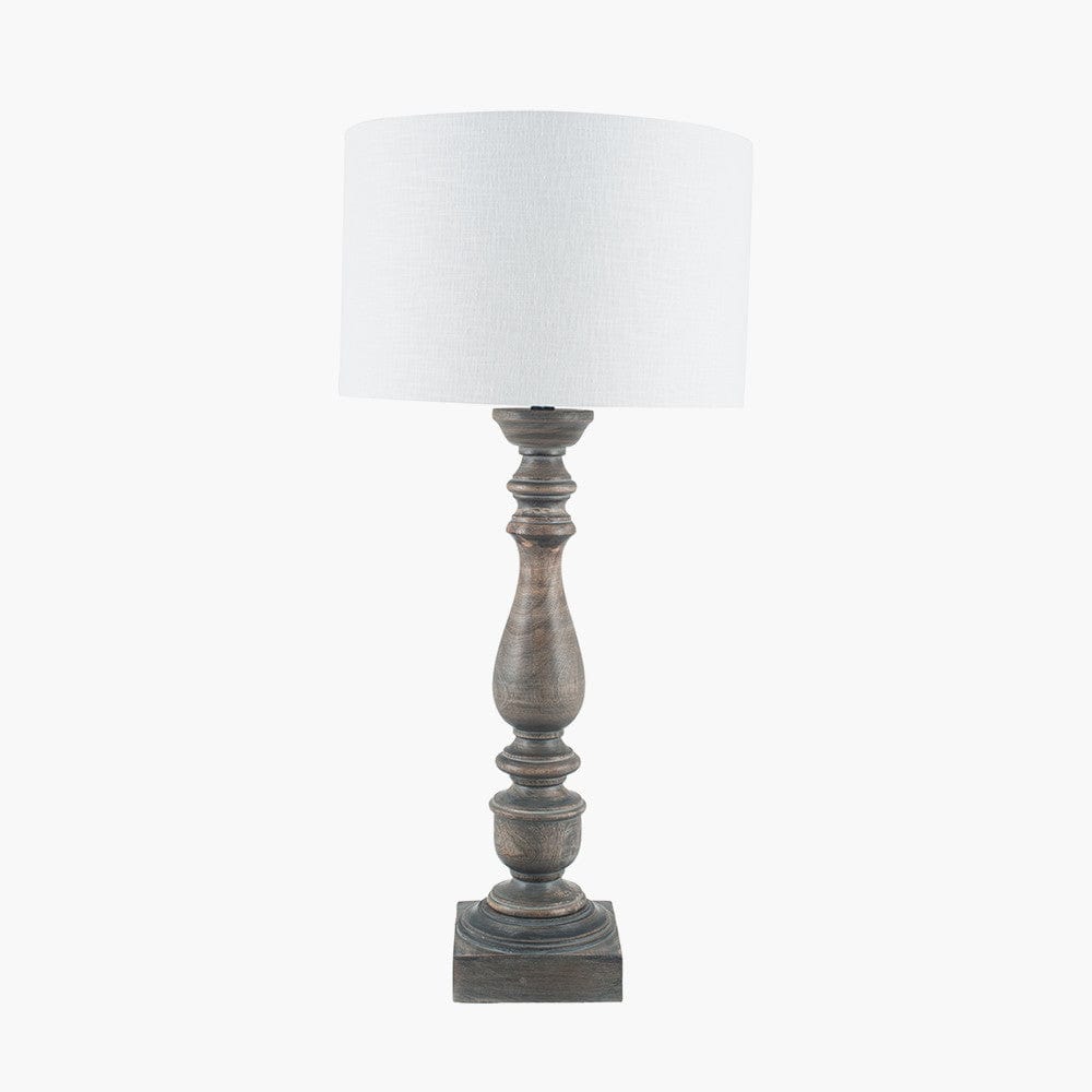 Alia Grey Wash Turned Mango Wood Table Lamp - Base Only.