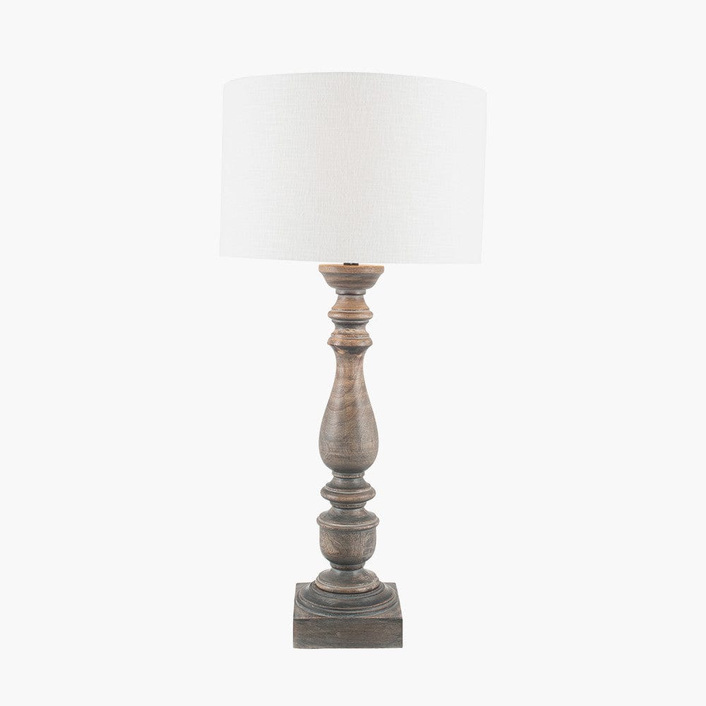 Alia Grey Wash Turned Mango Wood Table Lamp - Base Only.