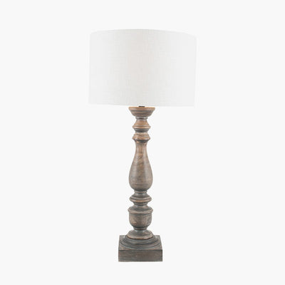 Pacific Lifestyle Lighting Alia Grey Wash Turned Mango Wood Table Lamp - Base Only House of Isabella UK