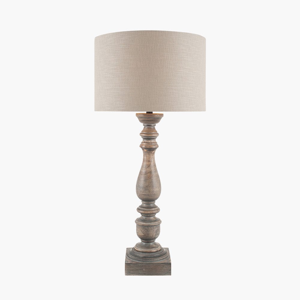 Alia Grey Wash Turned Mango Wood Table Lamp - Base Only.