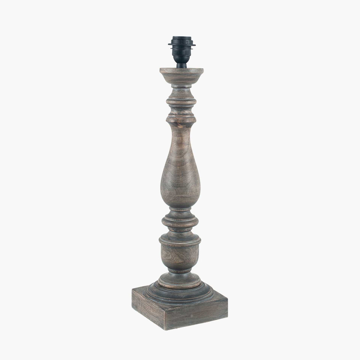 Alia Grey Wash Turned Mango Wood Table Lamp - Base Only.