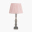Pacific Lifestyle Lighting Alia Grey Wash Turned Mango Wood Table Lamp Base with Thiago 45cm Cinnamon Stripe Mushroom Pleat Tapered Lampshade House of Isabella UK