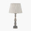 Pacific Lifestyle Lighting Alia Grey Wash Turned Mango Wood Table Lamp Base with Thiago 45cm Natural Stripe Mushroom Pleat Tapered Lampshade House of Isabella UK