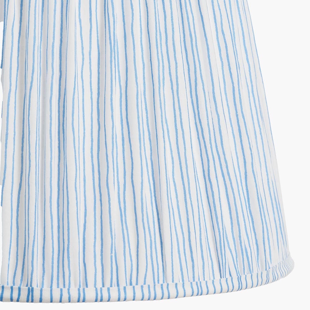 Pacific Lifestyle Lighting Alia Grey Wash Turned Mango Wood Table Lamp Base with Thiago 45cm Ocean Blue Stripe Mushroom Pleat Tapered Lampshade House of Isabella UK