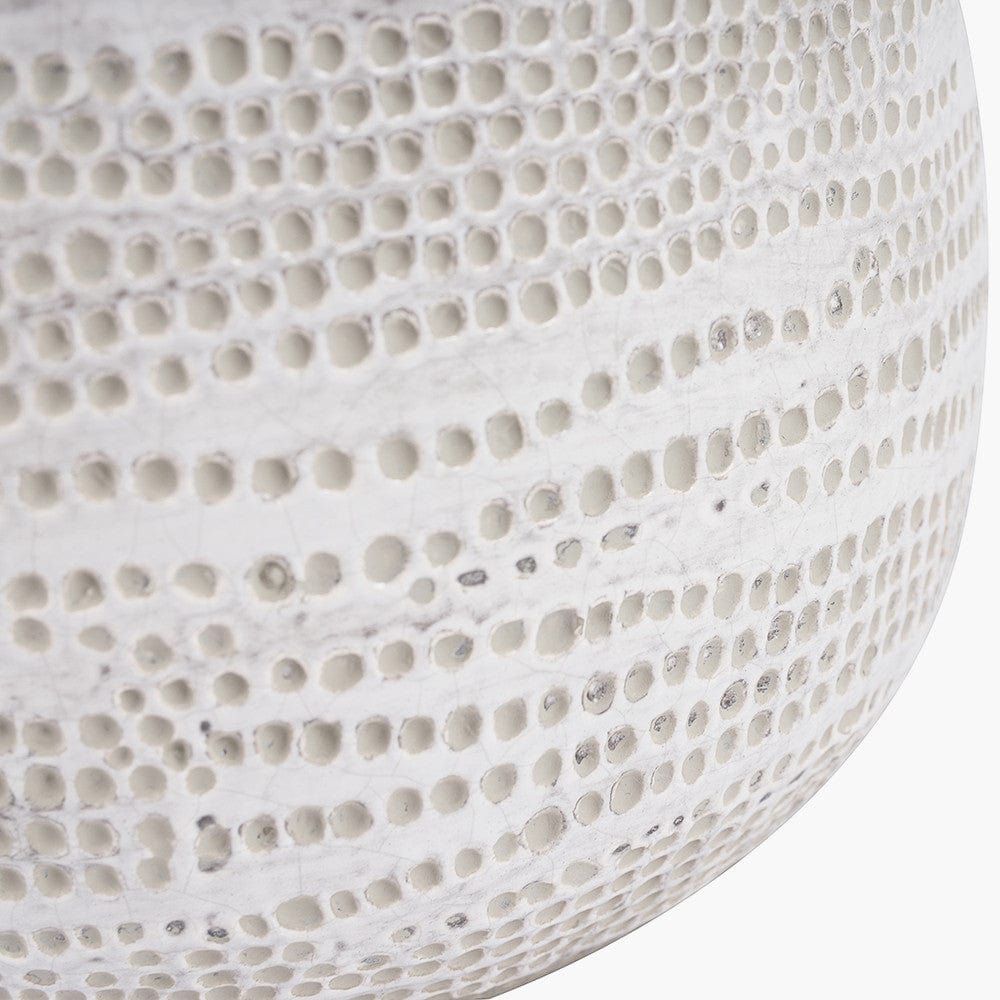 Alina White Dot Design Small Stoneware Table Lamp.