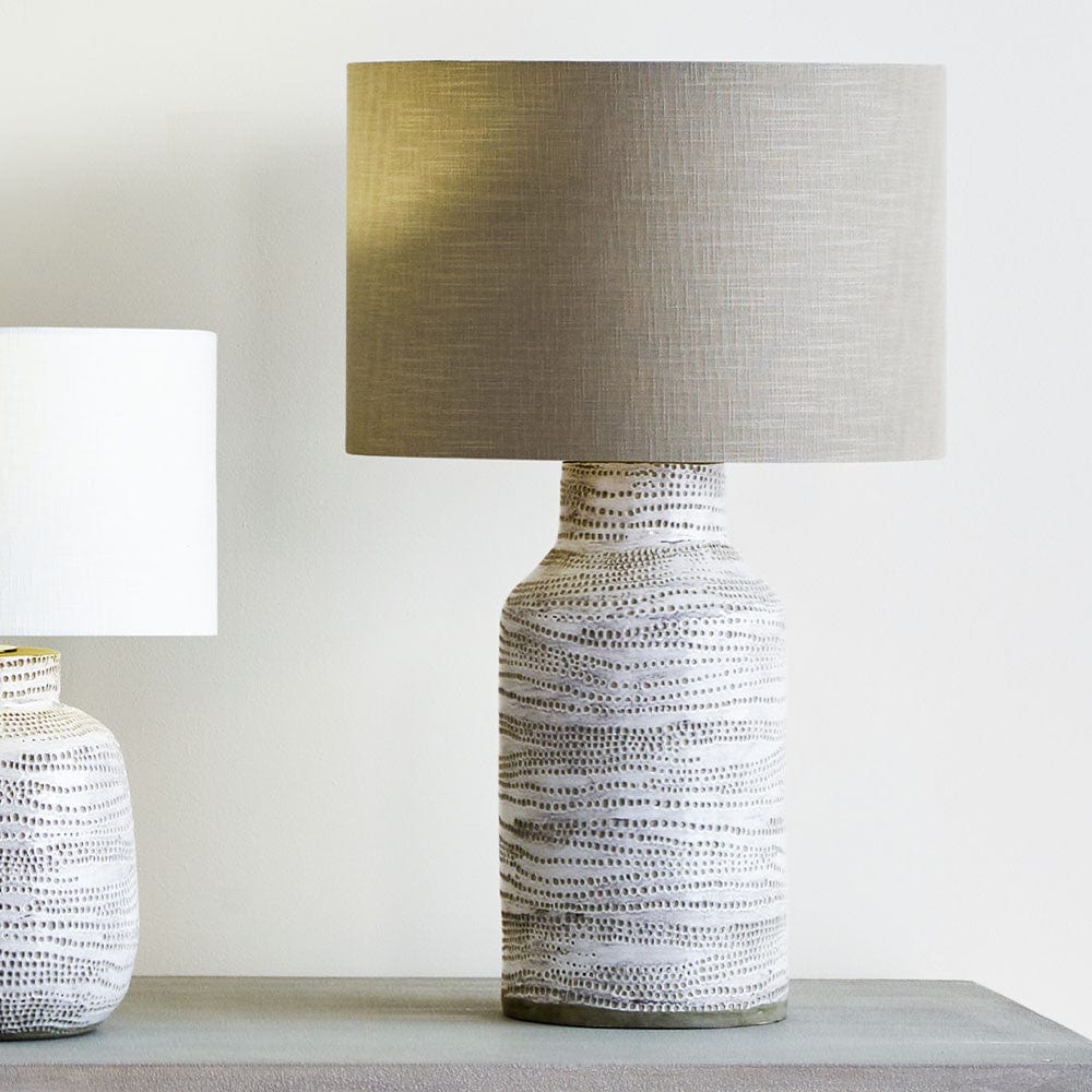 Alina White Dot Design Stoneware Table Lamp - Base Only.