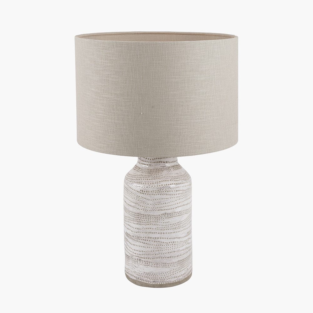 Alina White Dot Design Stoneware Table Lamp - Base Only.