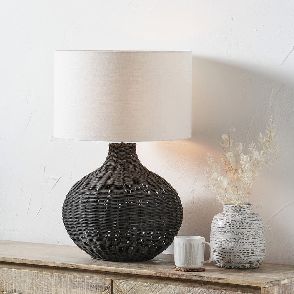 Allona Black Rattan Table Lamp.