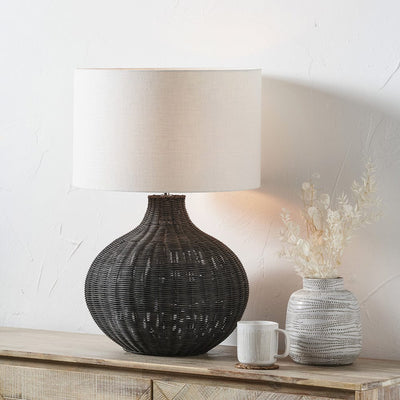 Pacific Lifestyle Lighting Allona Black Rattan Table Lamp House of Isabella UK