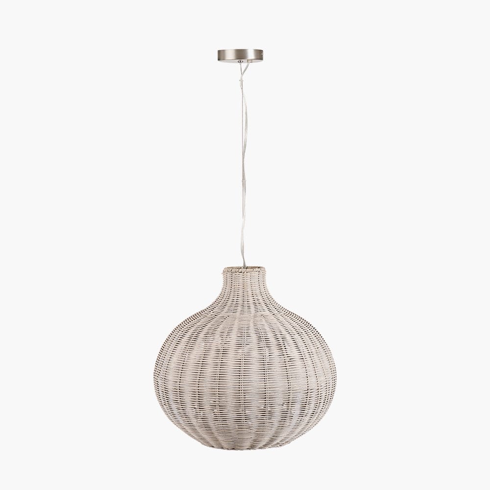 Pacific Lifestyle Lighting Allona Grey Wash Rattan Pendant House of Isabella UK