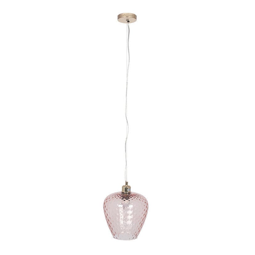 Almada Textured Rose Coloured Glass Electrified Pendant.