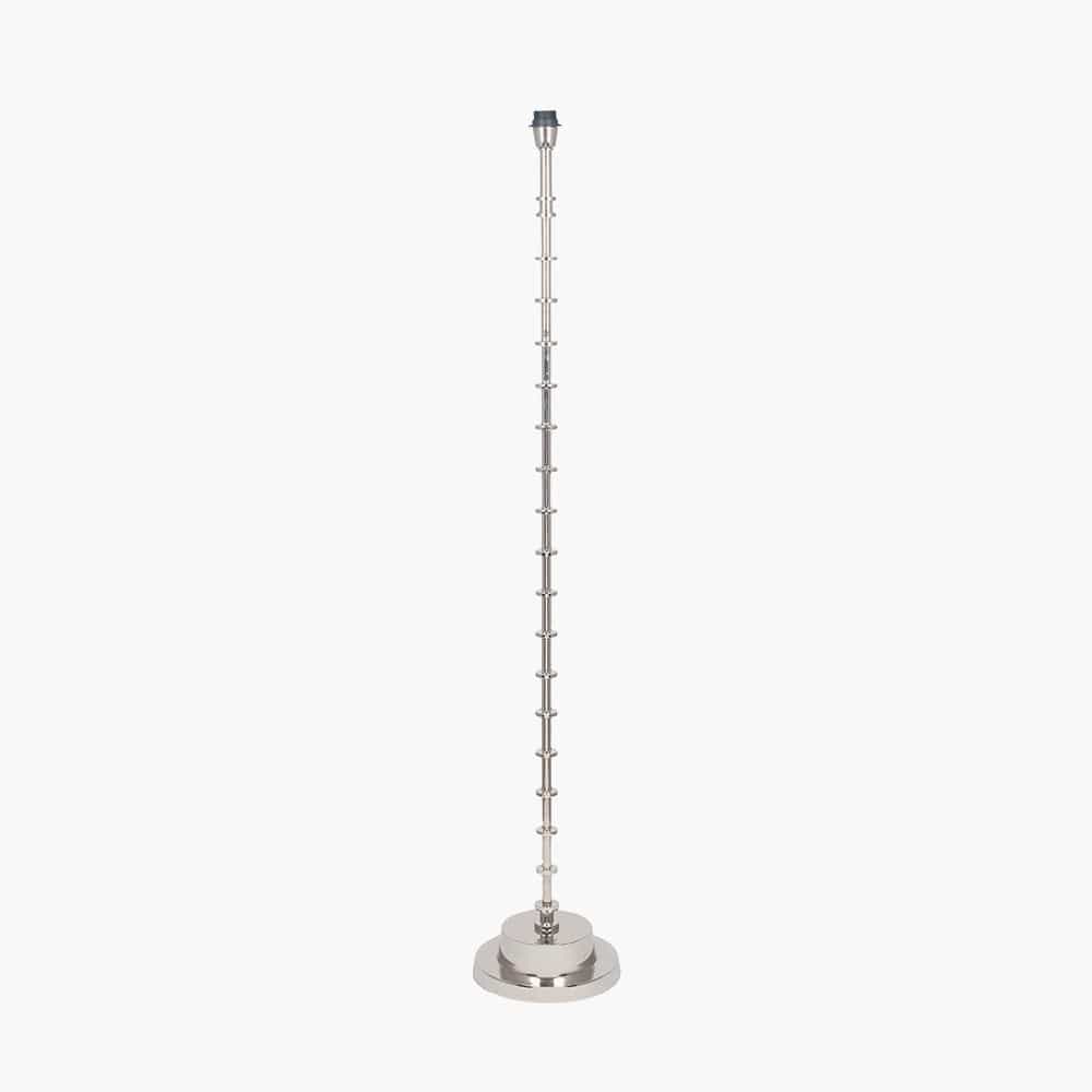 Almas Silver Metal Floor Lamp Base with Henry 45cm White Handloom Cylinder Lampshade.