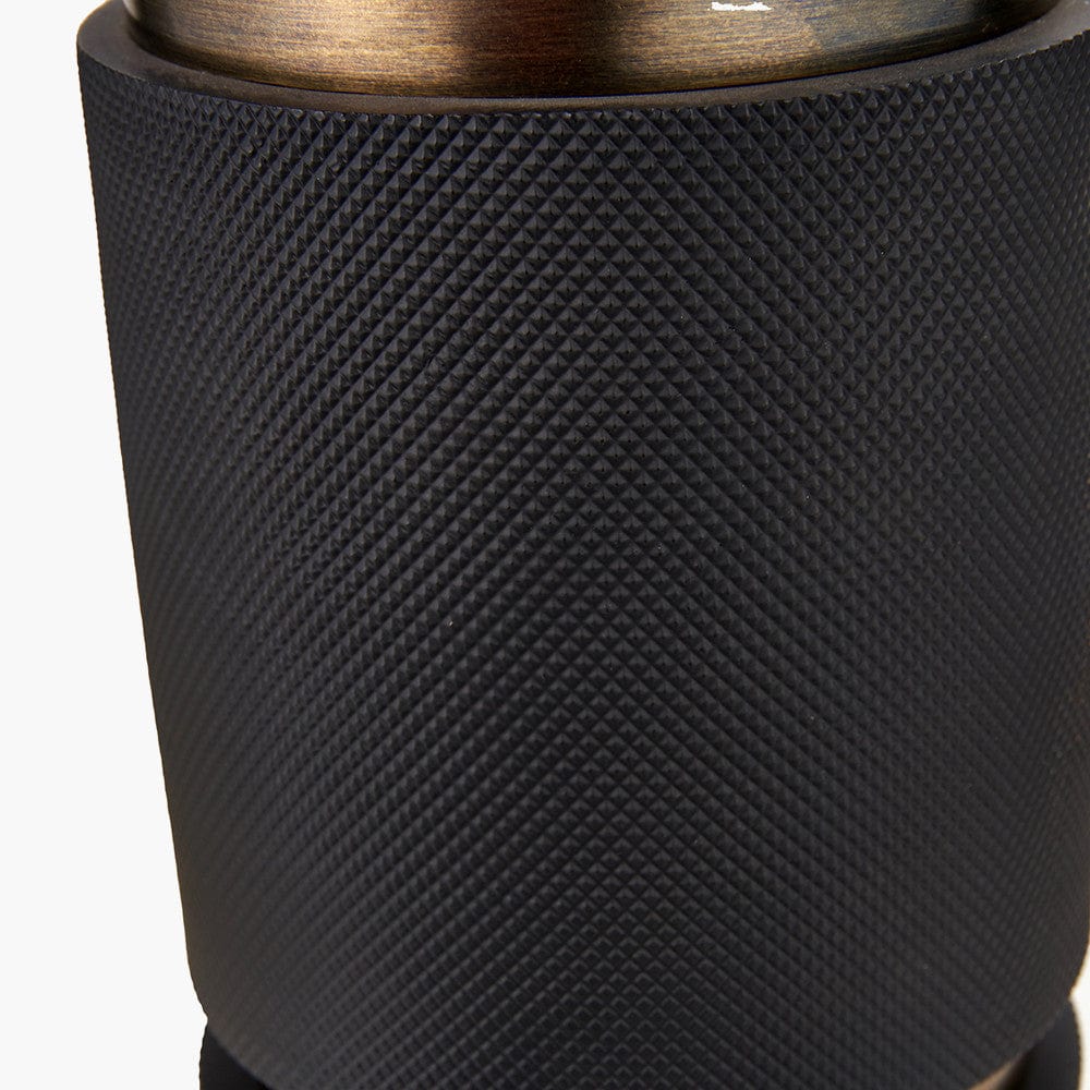 Alnico Black and Brass Metal Textured Table Lamp Base.