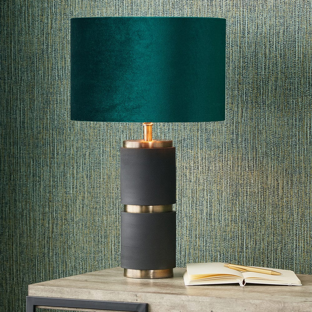 Alnico Black and Brass Metal Textured Table Lamp Base.