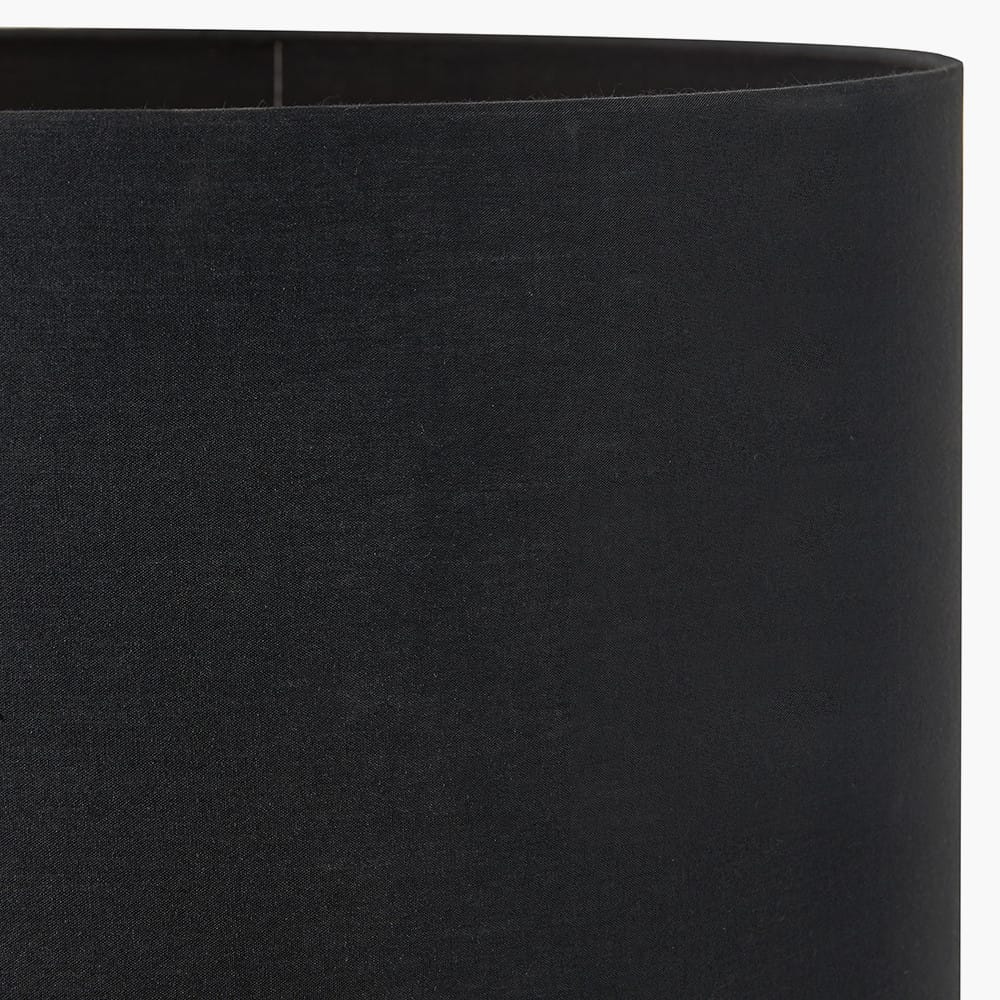 Pacific Lifestyle Lighting Alnico Black and Brass Metal Textured Table Lamp Base with Harry 35cm Black Cotton Mix Cylinder Lampshade House of Isabella UK