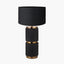 Pacific Lifestyle Lighting Alnico Black and Brass Metal Textured Table Lamp Base with Harry 35cm Black Cotton Mix Cylinder Lampshade House of Isabella UK