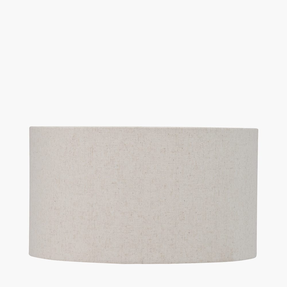 Pacific Lifestyle Lighting Alnico Black and Brass Metal Textured Table Lamp Base with Quinn 35cm Slubby Hopsack Cylinder Shade House of Isabella UK