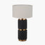 Pacific Lifestyle Lighting Alnico Black and Brass Metal Textured Table Lamp Base with Quinn 35cm Slubby Hopsack Cylinder Shade House of Isabella UK
