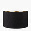 Pacific Lifestyle Lighting Alnico Black and Brass Metal Textured Table Lamp Base with Stellan 35cm Black Slubbed Silk Mix Gold Lined Cylinder Lampshade House of Isabella UK