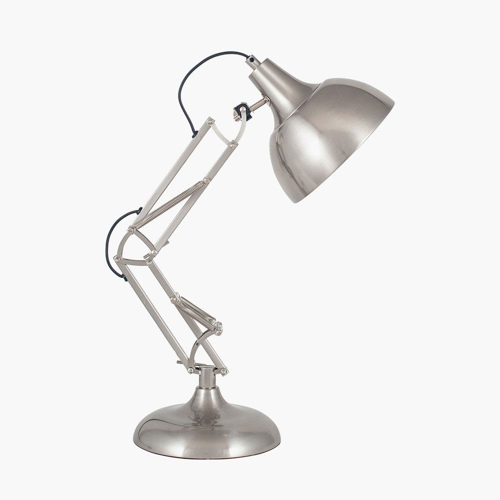 Pacific Lifestyle Lighting Alonzo Brushed Chrome Metal Task Table Lamp House of Isabella UK