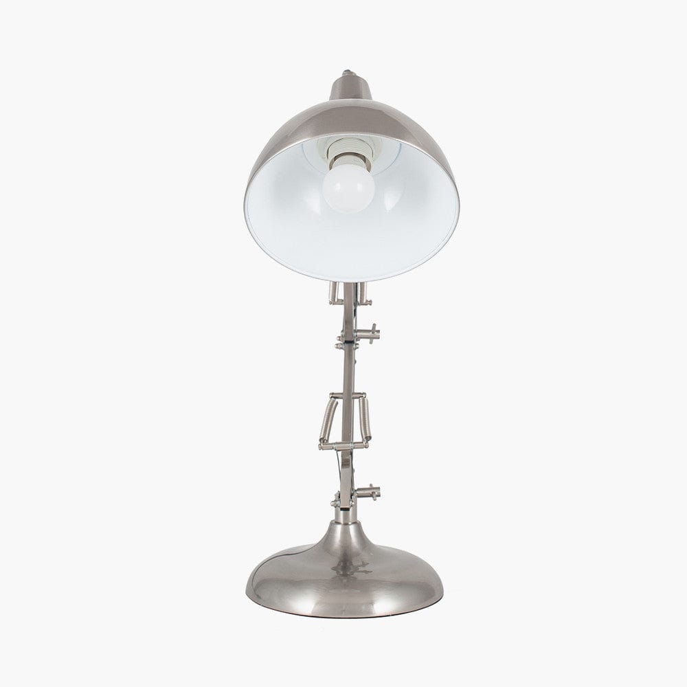 Alonzo Brushed Chrome Metal Task Table Lamp.