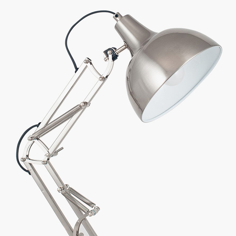 Pacific Lifestyle Lighting Alonzo Brushed Chrome Metal Task Table Lamp House of Isabella UK