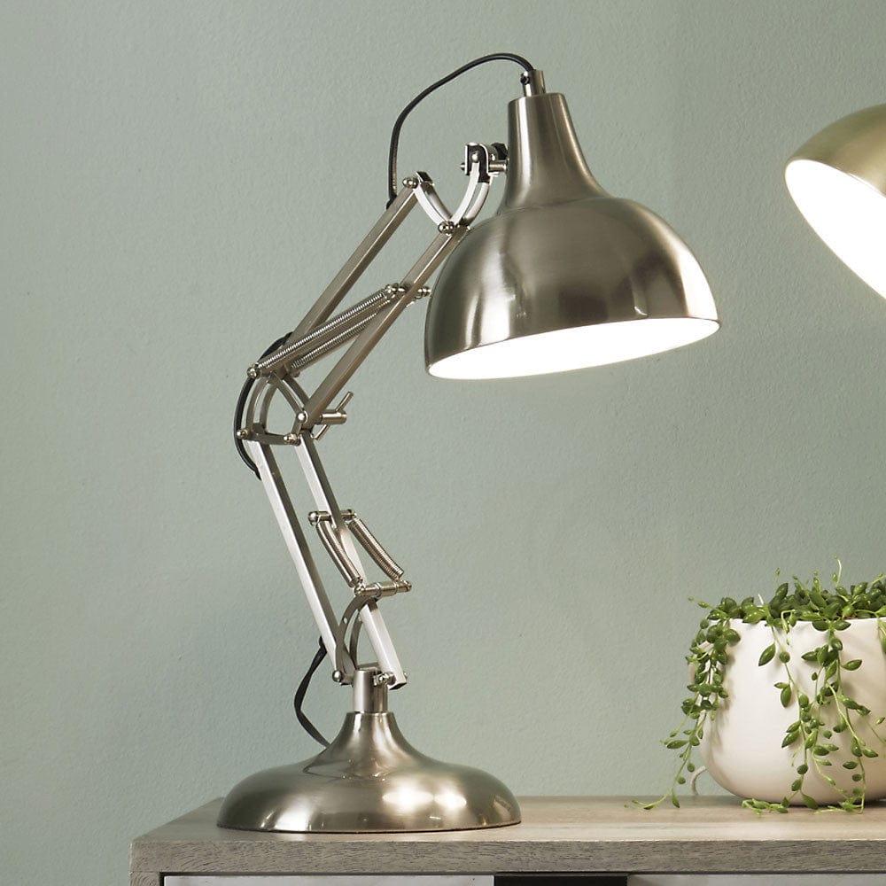 Alonzo Brushed Chrome Metal Task Table Lamp.