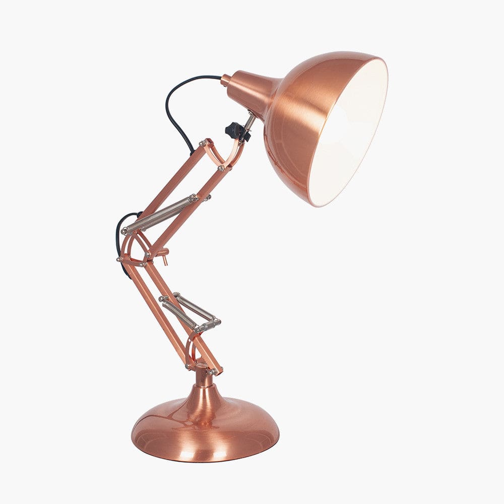 Pacific Lifestyle Lighting Alonzo Brushed Copper Metal Task Table Lamp House of Isabella UK